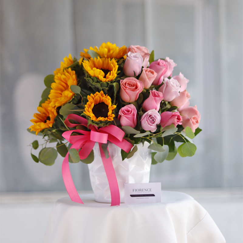 Special Duo with Roses and Sunflowers