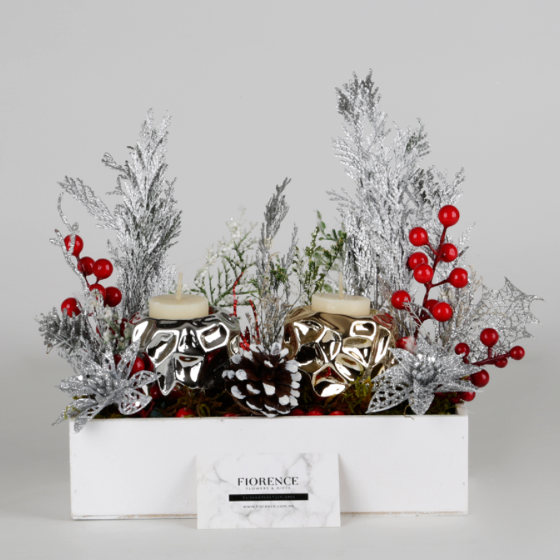 Centro de Mesa Navideño Elegante con Velas LED