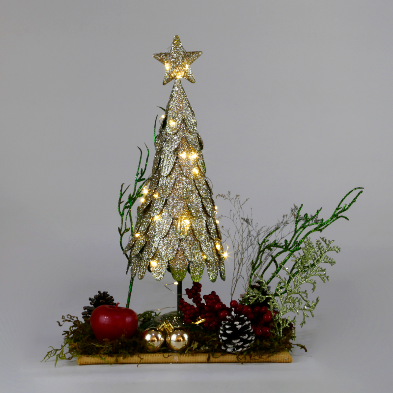 Arbol Decorativo Dorado con Luces LED