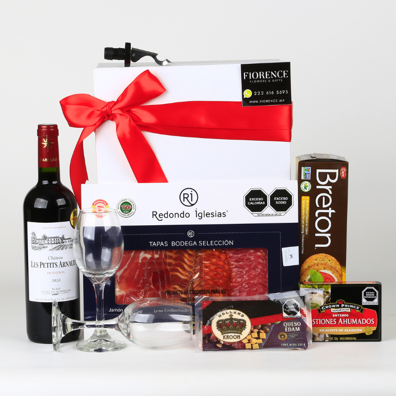 Regalo Gourmet con Vino Tinto Francés para Celebrar