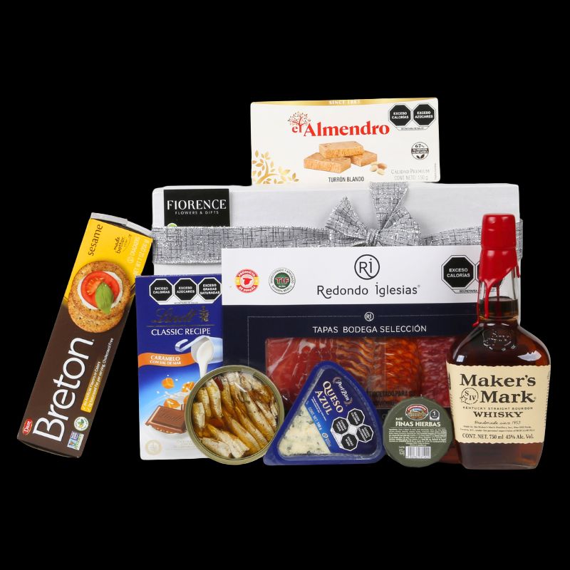 Regalo Navideño con Variedad de Productos Gourmet y Whisky