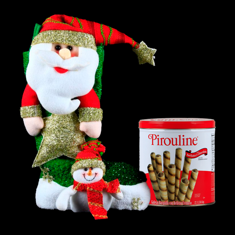 Hermosa Bota Navideña con Santa Claus y Galletas con Relleno Cremoso