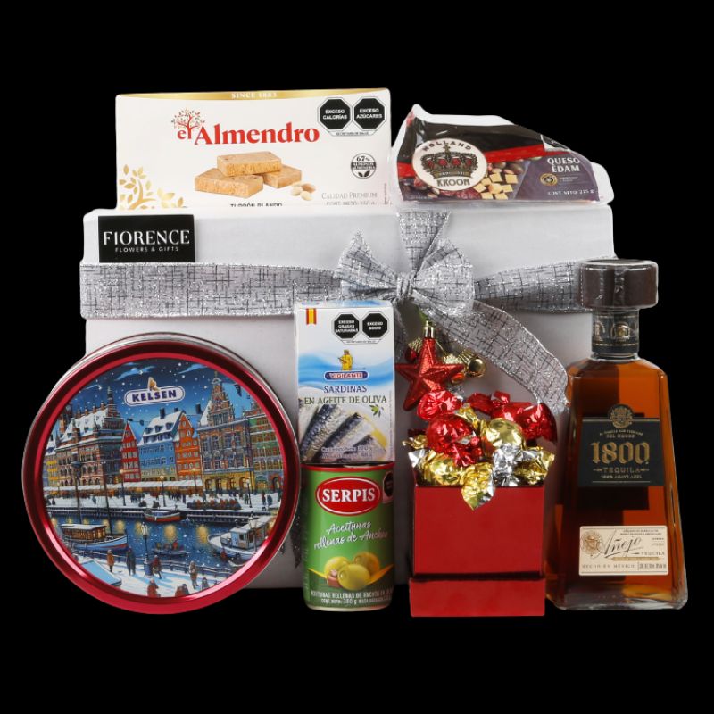 Gourmet gift with Tequila 1800, cheese, crackers and more