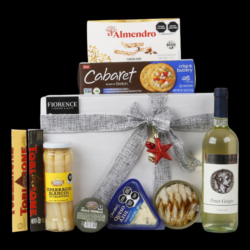 Regalo especial navideño con Vino Blanco Italiano, Chocolates y más