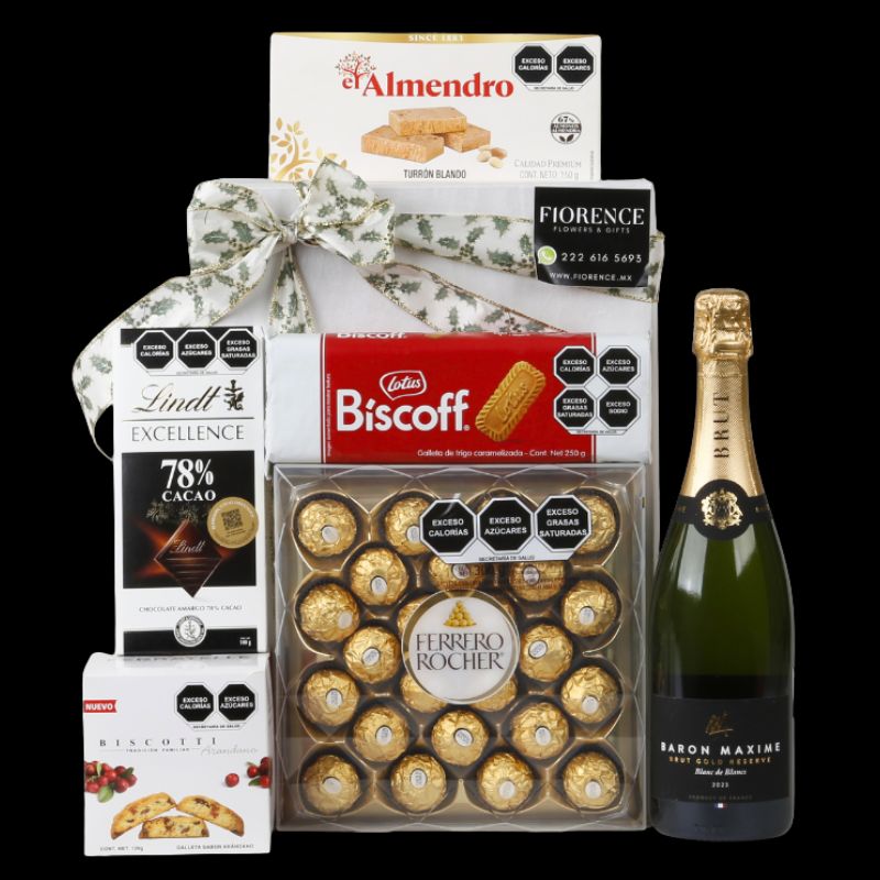 Regalo Navideño Gourmet Dulce con Vino Espumoso Baron Maxime