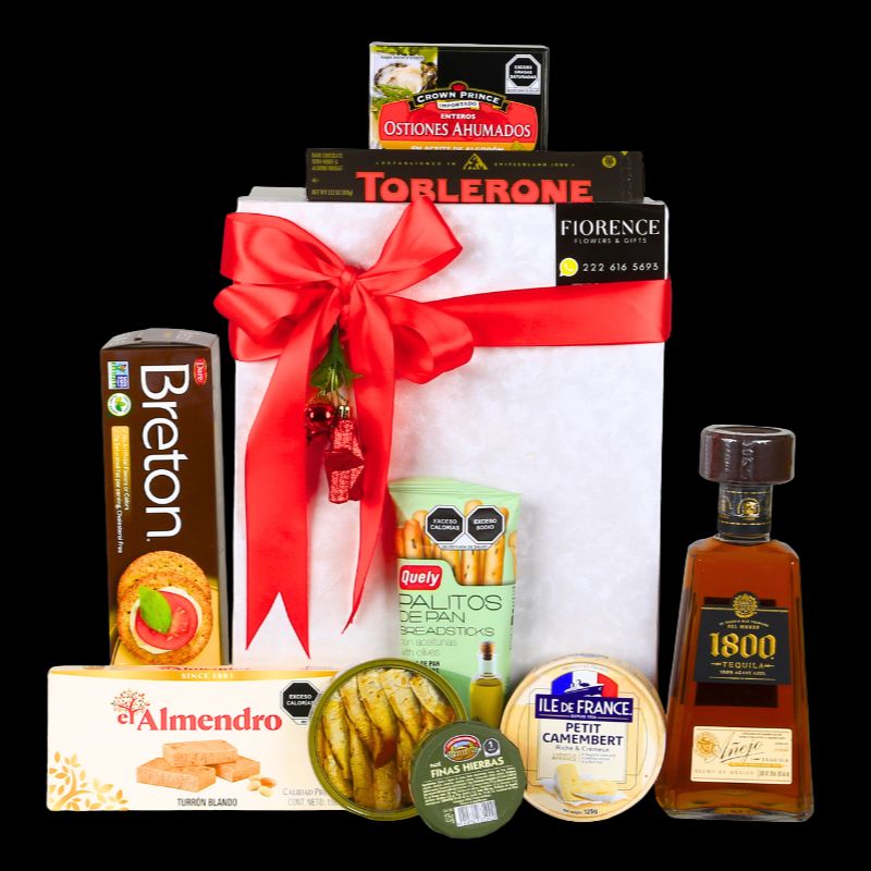 Regalo Navideño con Tequila 1800 Añejo y Productos Gourmet