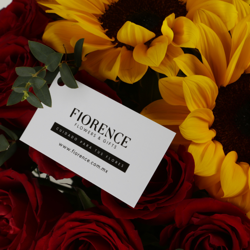 Special Duo with Roses and Sunflowers