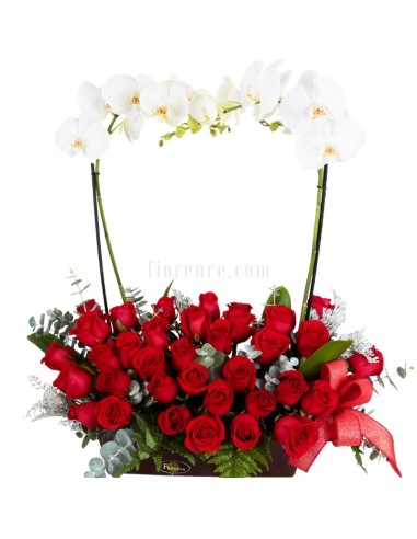 Love and Romance Roses Arrangement with Orchids.