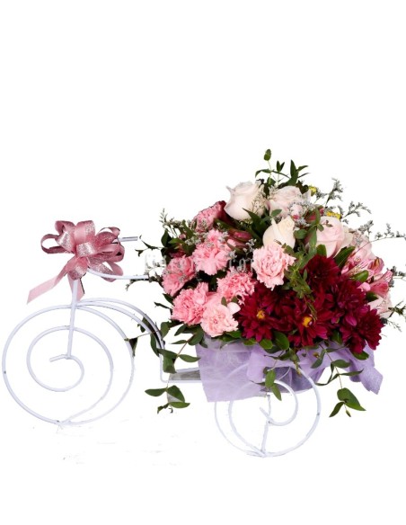 Flores arreglo Bicicleta Metálica Claridad