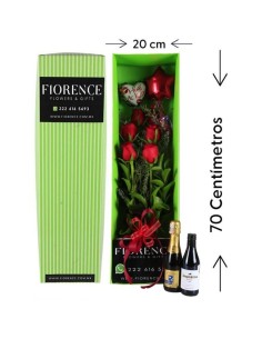 6 Roses with Red Wine and Sparkling Wine