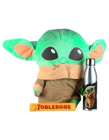 Baby Yoda con Botella para agua y Toblerone