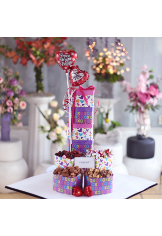 "I Love You" Tower with Mixed Nuts, Hershey Kisses and More
