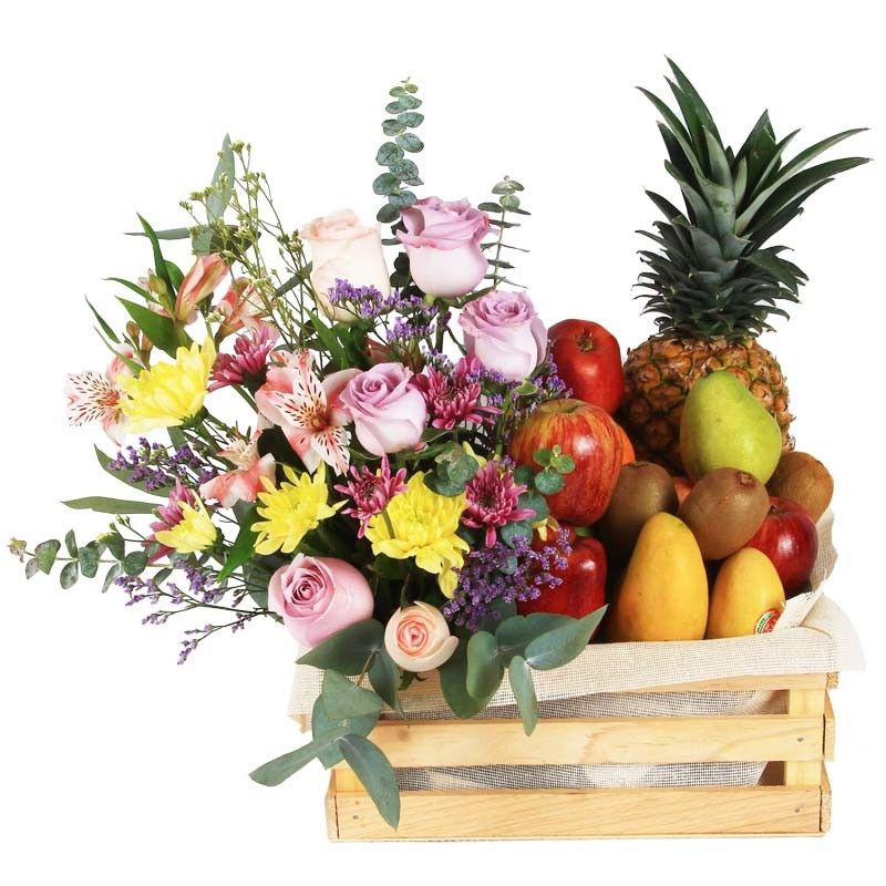 Regalo perfecto con Flores y Frutas
