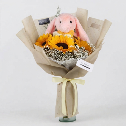Ramo de Girasoles con Osito de Peluche