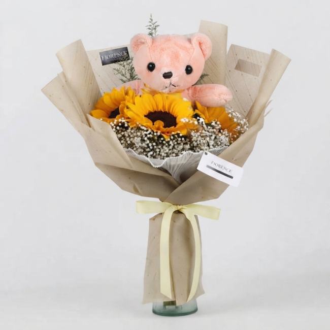 Ramo de Girasoles con Osito de Peluche