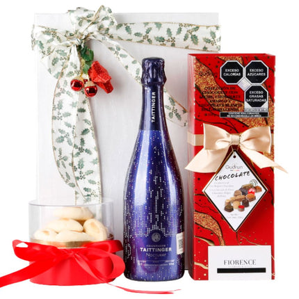 Regalo Gourmet con Champagne Taittinger, Chocolates y Polvorones