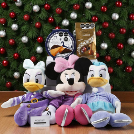 Peluche Navideño de Minnie o Daisy con Galletas y Chocolates