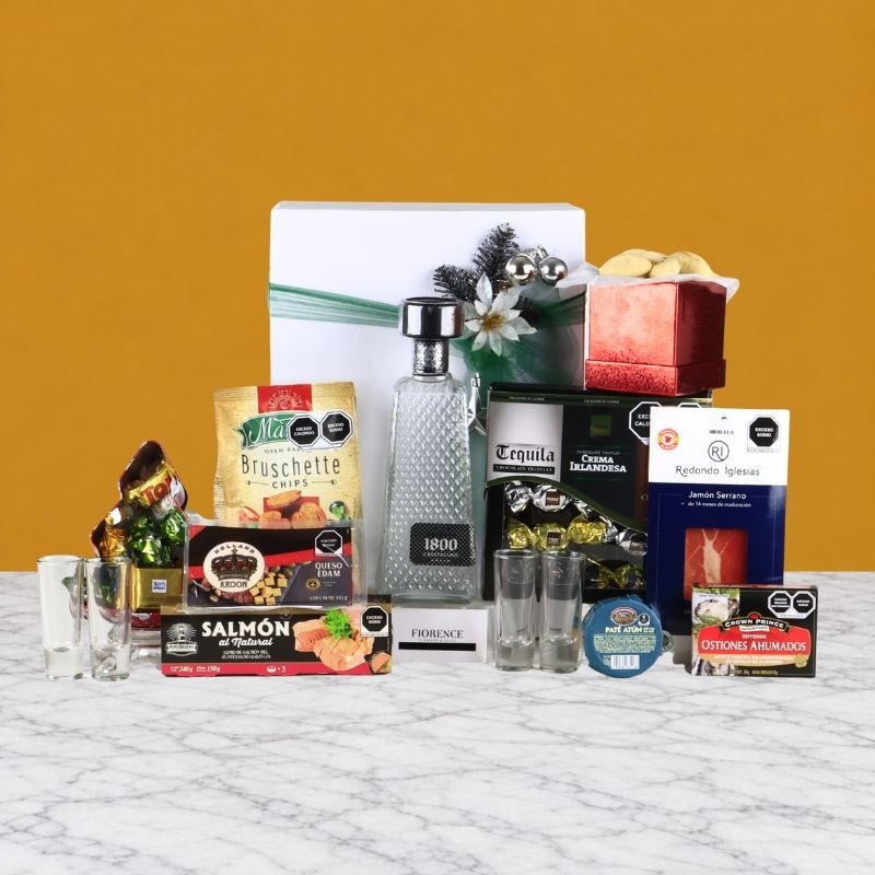 Caja Navideña de Regalo Tequila 1800 Cristalino Deluxe | Selección Gourmet