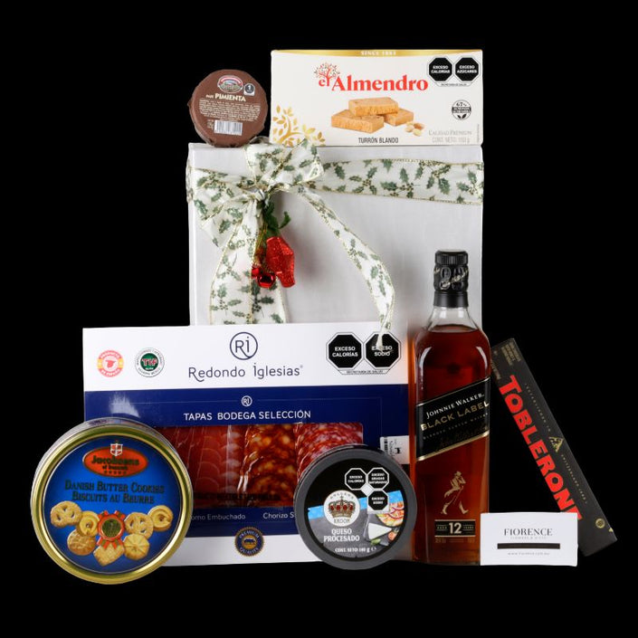 Caja de Regalo Navideño con Whisky y selección gourmet