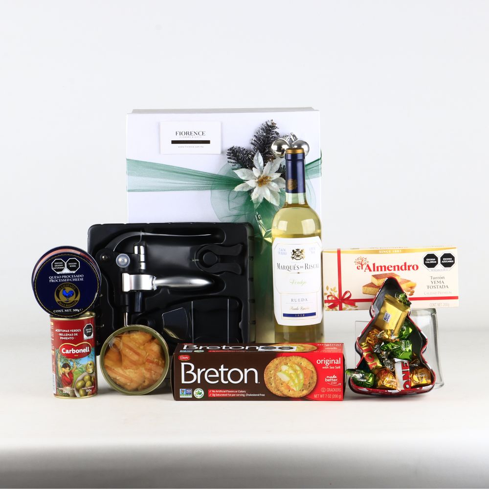 Gourmet Christmas Gift with Marqués de Riscal White Wine & Snacks