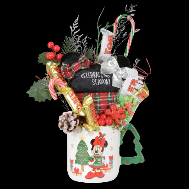 Minnie Mouse Christmas Candy Bouquet with Chocolates & Ornament