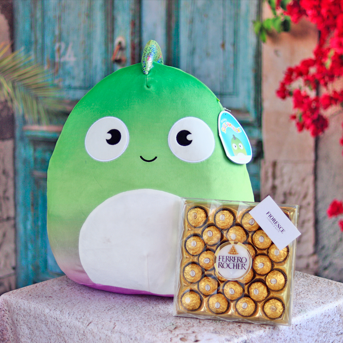 Squishmallows Chameleon with Chocolates