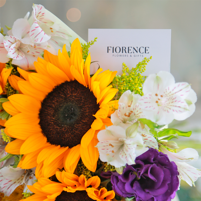 Yellow Flower Bouquet with Sunflowers and Lisianthus