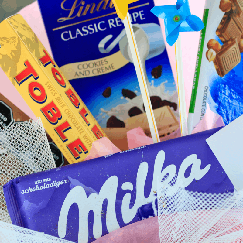 Candy Bouquet con Barras Gigantes de Chocolate