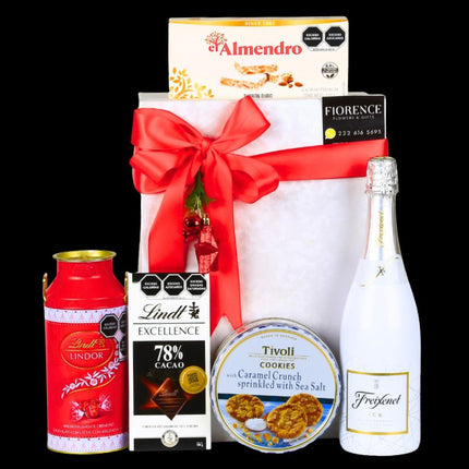 Regalo Navideño con Vino Blanco Espumoso con Chocolates