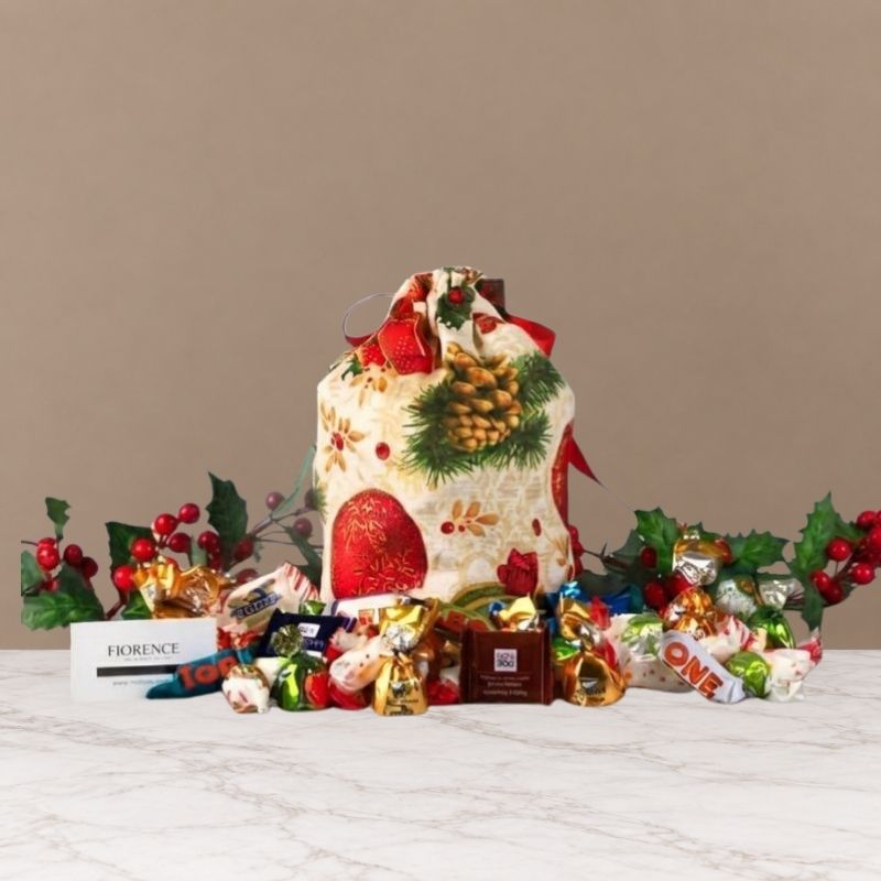 Christmas Gift Sack with Chocolates and Almond Nougat