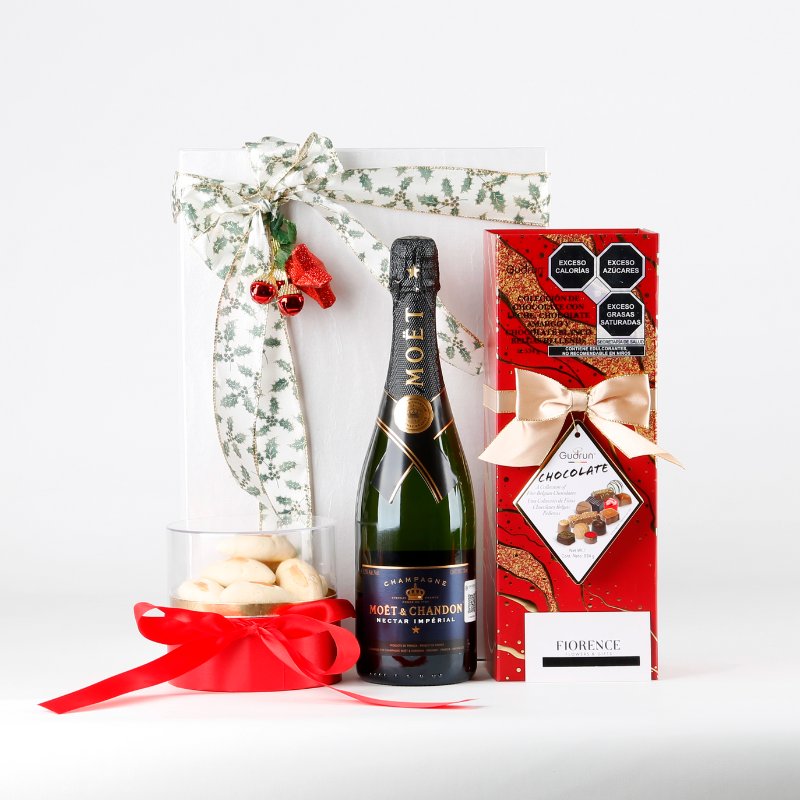Gourmet Gift with Moët & Chandon Champagne, Chocolates and Gourmet almond shortbreads