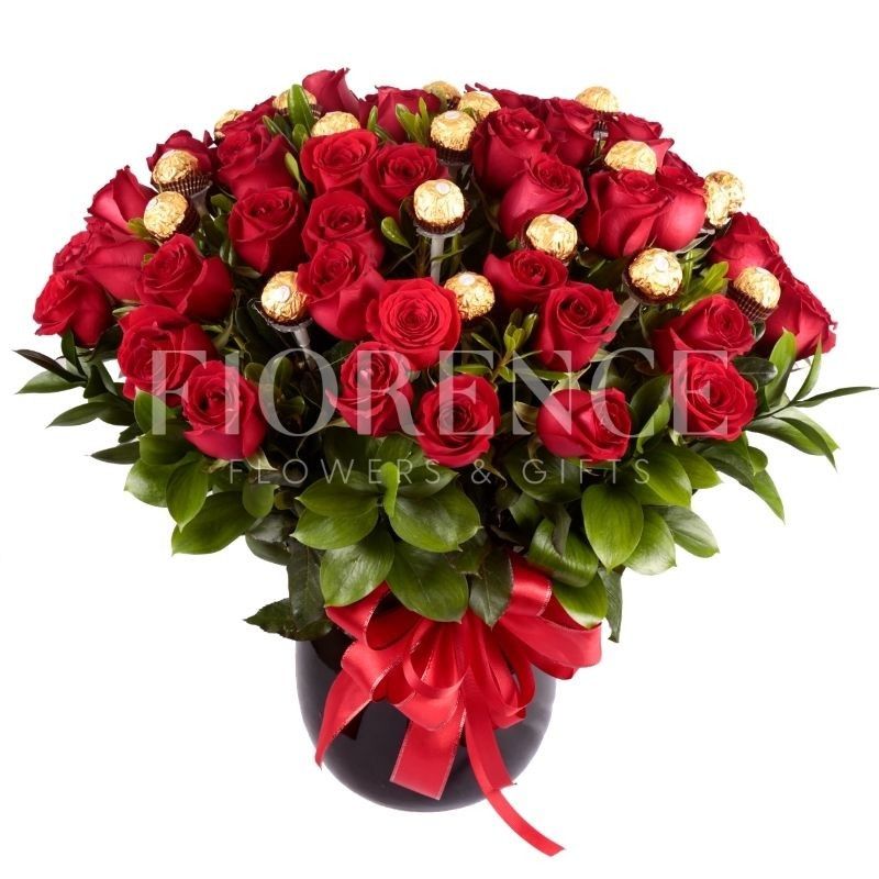 50 Roses and Chocolates Arrangement