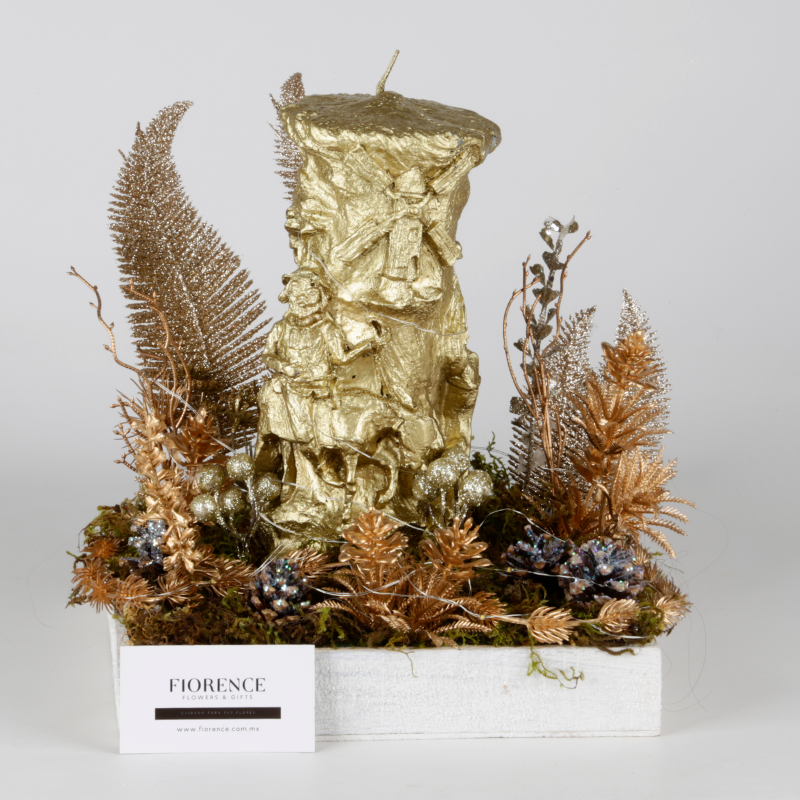 Decorative Golden Candle Christmas Arrangement