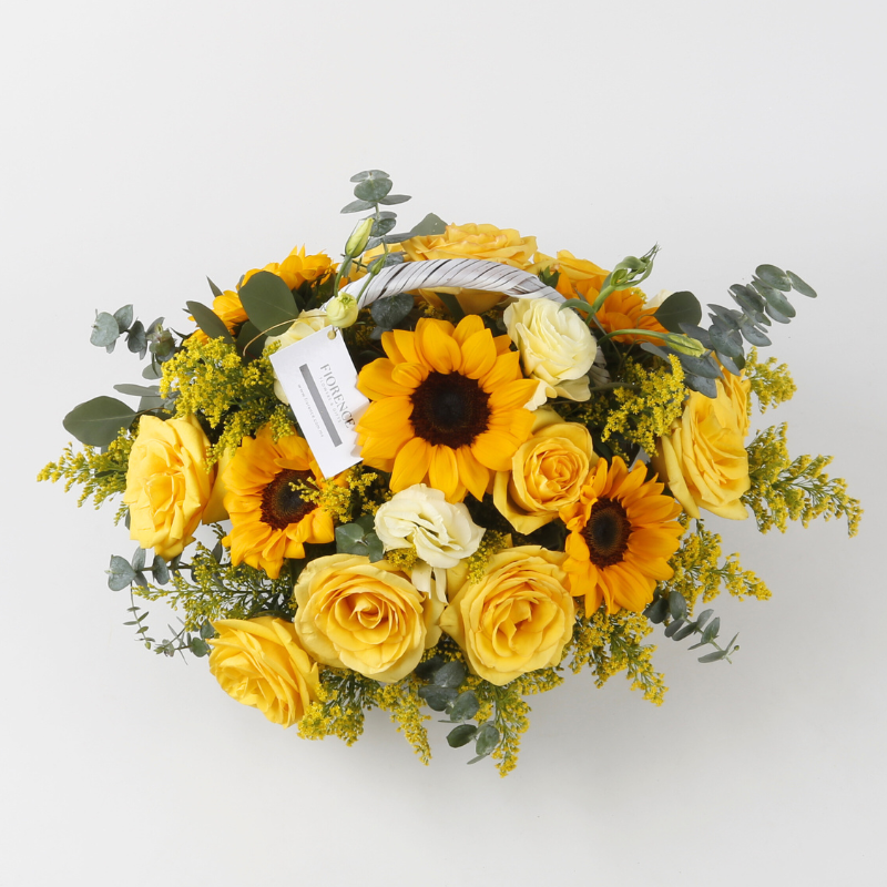Felicity Basket with sunflowers and roses