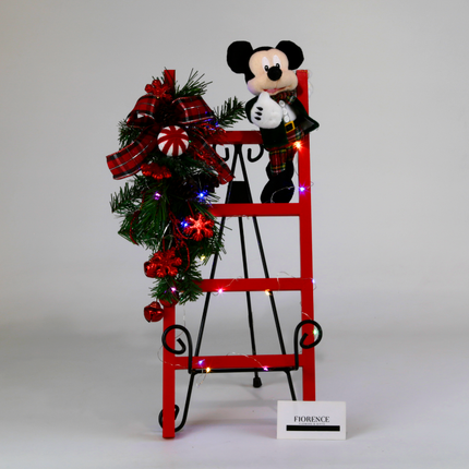 Christmas Ladder with Mickey or Minnie Plush Decoration