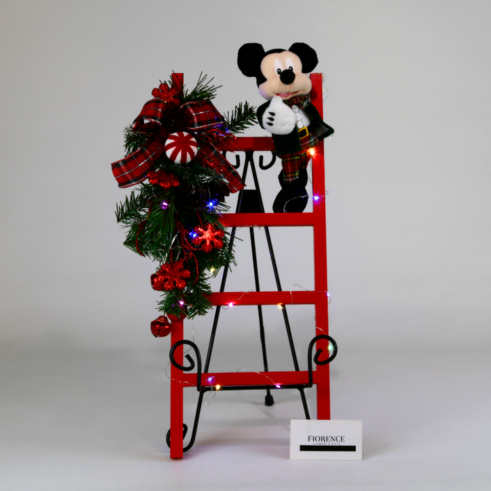 Escalera Navideña con Peluche de Mickey o Minnie Mouse