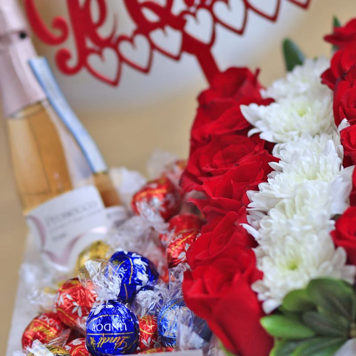 Garden of Roses, Chocolates and Sparkling Wine