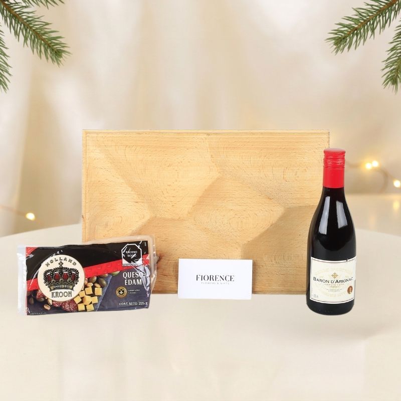 Christmas Toast | Gift with Baron d’Arignac French Red Wine and Edam Cheese 