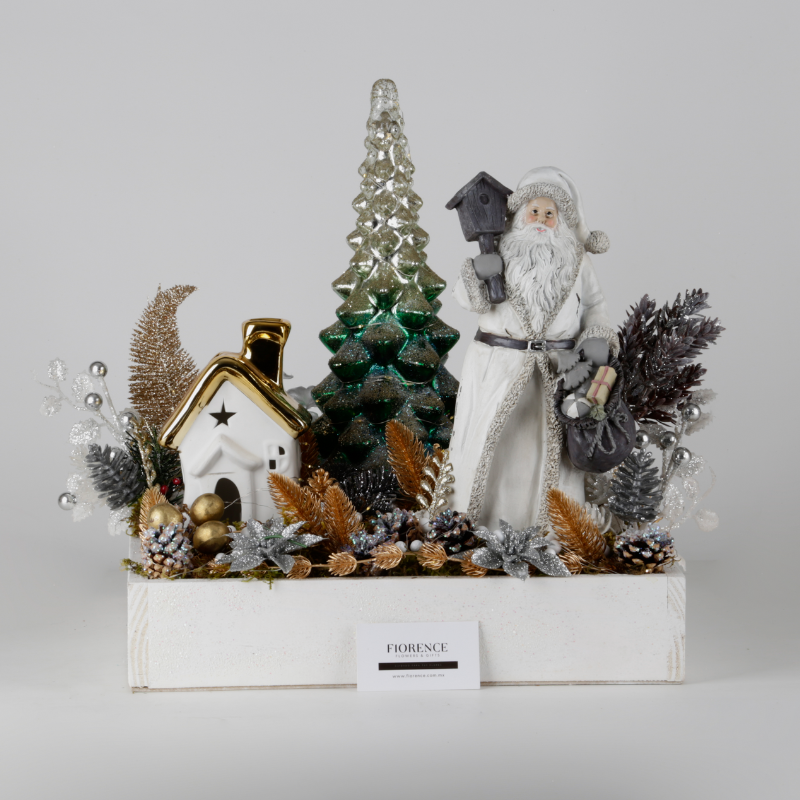 Arreglo de Santa Claus Tipo Vintage con Luces LED