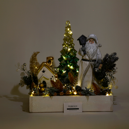 Arreglo de Santa Claus Tipo Vintage con Luces LED