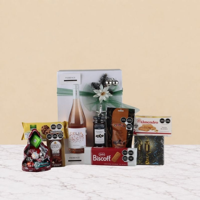 Gourmet Rosé Christmas Box | Celia Wine, Ferrero Rocher & Select Snacks