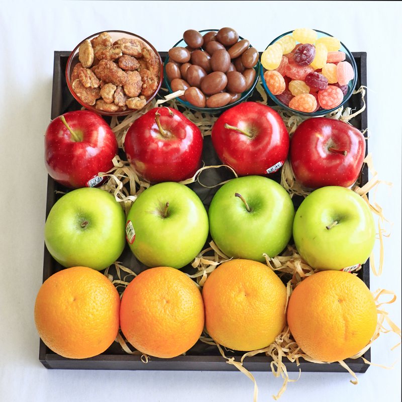 fruta fresca, botana, manzana, naranjas, regalo, cumpleaños, ocasiones especiales, envío a domicilio, Puebla, fiorence, caramelos, chocolates, dulces