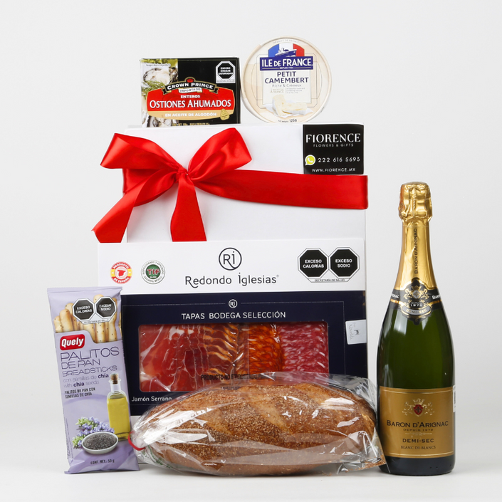 Regalo Gourmet con Vino Espumoso Baron D'Arignac