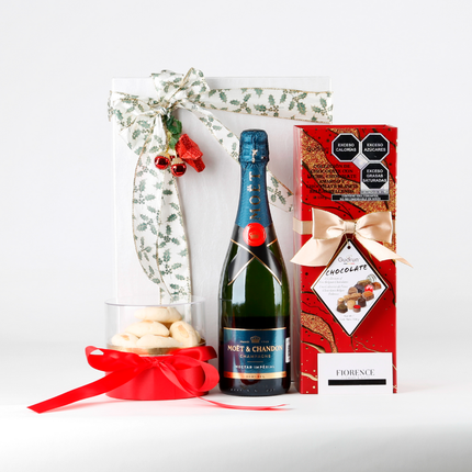 Regalo Gourmet con Champagne Moët & Chandon, Chocolates y Polvorones