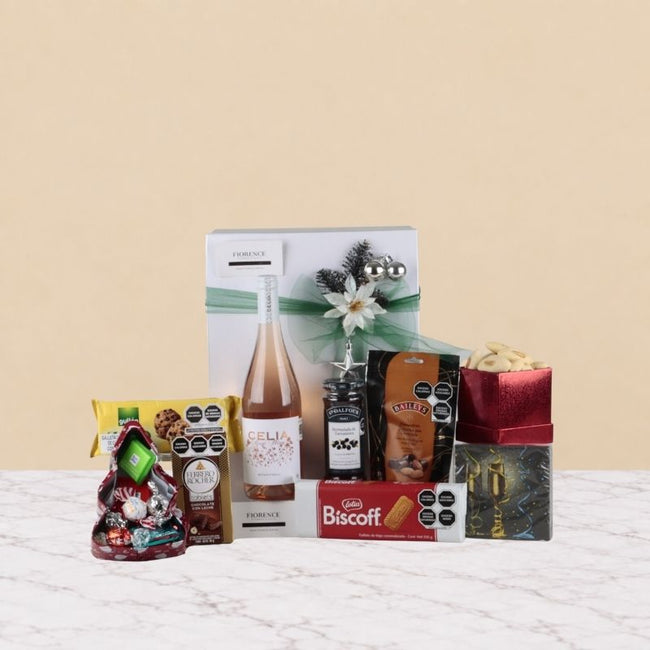 Gourmet Rosé Christmas Box | Celia Wine, Ferrero Rocher & Select Snacks