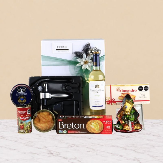 Gourmet Christmas Gift with Marqués de Riscal White Wine & Snacks