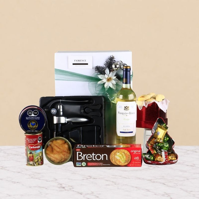 Gourmet Christmas Gift with Marqués de Riscal White Wine & Snacks