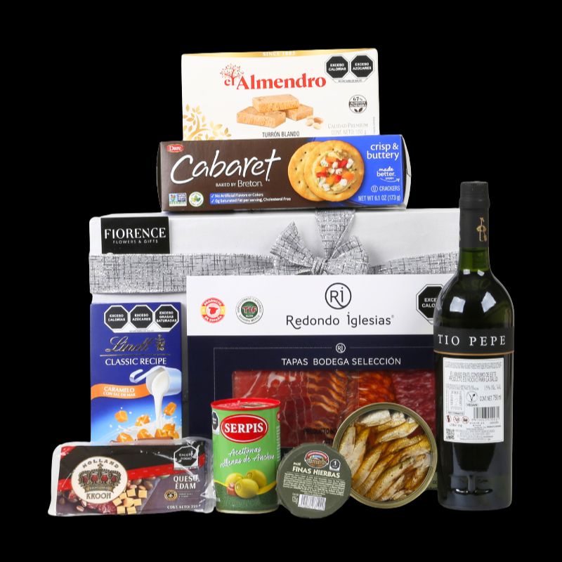 Caja de Regalo Navideño con Jerez Tio Pepe y Charcutería