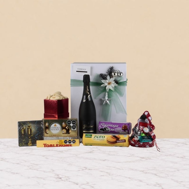 Gift Box with Freixenet Sparkling White Wine, Chocolates and Cookies