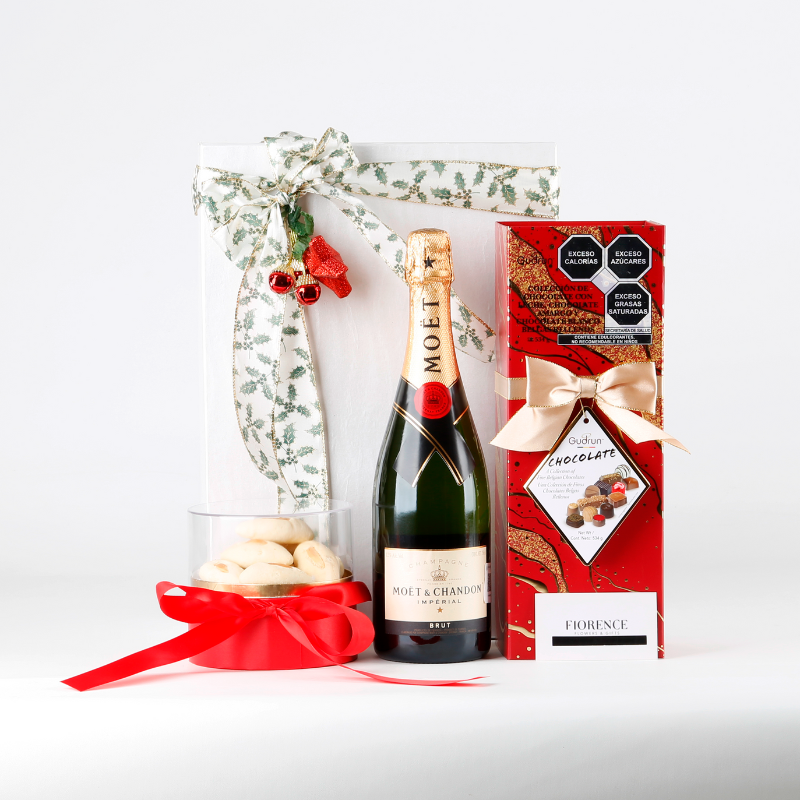 Gourmet Gift with Moët & Chandon Champagne, Chocolates and Gourmet almond shortbreads